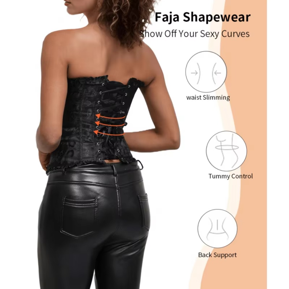 Boning Corset Steel - Корсет-бюстье на молнии с жаккардовым узором,